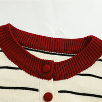 Gestreifte Strickjacke Damen Herbst Loose Fit Weicher Cardigan