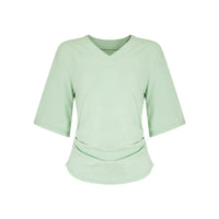 Locker geschnittenes Damen V-Neck T-Shirt Sommer Übergröße Bequem Soft Grün