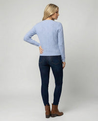 Damen kurzes Zopfmuster-Cardigan mit Rundhalsausschnitt und minimalistischer Knopfleiste Friday