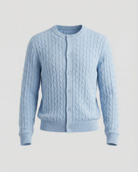 Damen kurzes Zopfmuster-Cardigan mit Rundhalsausschnitt und minimalistischer Knopfleiste Friday