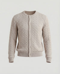Damen kurzes Zopfmuster-Cardigan mit Rundhalsausschnitt und minimalistischer Knopfleiste Friday