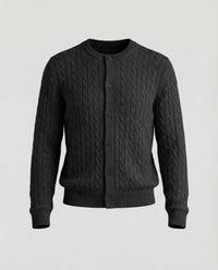 Damen kurzes Zopfmuster-Cardigan mit Rundhalsausschnitt und minimalistischer Knopfleiste Friday Dunkelblau