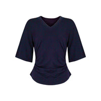 Locker geschnittenes Damen V-Neck T-Shirt Sommer Übergröße Bequem Soft Dunkelblau