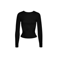 Damen Strickpullover Wolle Rundhals Slim-Fit Herbst Winter Oberteil Schwarz