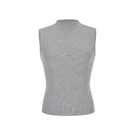 Ärmelloses Damen Tanktop Stehkragen Slim Fit Kurz Sommer