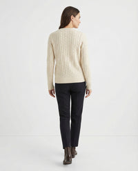 Damen klassische Zopfmuster-Strickjacke mit Rundhalsausschnitt und durchgehender Knopfleiste Friday