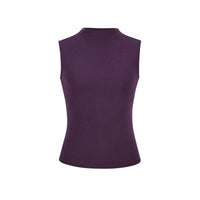 Ärmelloses Damen Tanktop Stehkragen Slim Fit Kurz Sommer