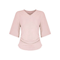 Locker geschnittenes Damen V-Neck T-Shirt Sommer Übergröße Bequem Soft Hellrosa