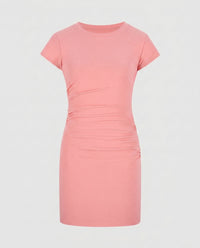 Körperbetontes Mini-Sommerkleid mit Raffung und kurzen Ärmeln für Damen