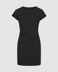 Körperbetontes Mini-Sommerkleid mit Raffung und kurzen Ärmeln für Damen