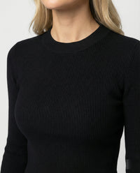 Figurbetontes Damen Langarmshirt Kurz Rundhals Koreanischer Stil Slim Fit Weich