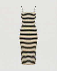 Damen figurbetontes geripptes Maxikleid mit schmalen Spaghettiträgern Friday