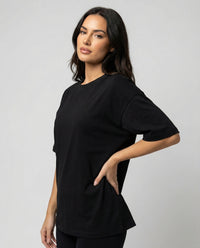 Damen Slim Fit Baumwolle Kurzarm T-Shirt Sommer Oberteil Weiß Schwarz