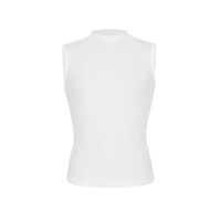 Ärmelloses Damen Tanktop Stehkragen Slim Fit Kurz Sommer