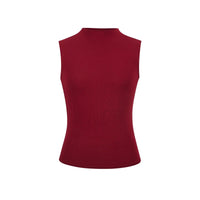 Ärmelloses Damen Tanktop Stehkragen Slim Fit Kurz Sommer