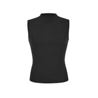 Ärmelloses Damen Tanktop Stehkragen Slim Fit Kurz Sommer