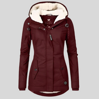 Lange Winterjacke mit Kapuze für Damen
