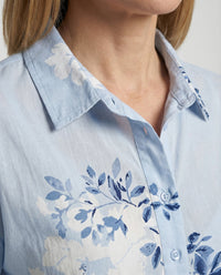 Baumwoll Leinen Bluse Floral Damen