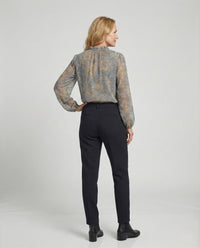 Damen Aquarell Print Bluse mit Rüschenkragen