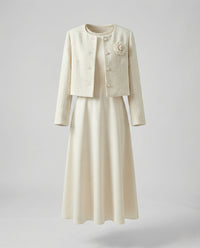 Damen Ärmelloses A-Linien Kleid mit Perlenkragen