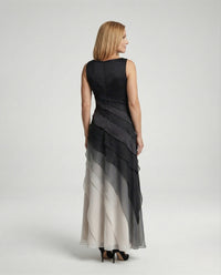 Damen Ärmelloses Chiffon Abendkleid mit Volants