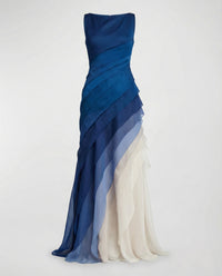 Damen Ärmelloses Chiffon Abendkleid mit Volants