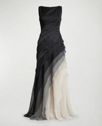 Damen Ärmelloses Chiffon Abendkleid mit Volants