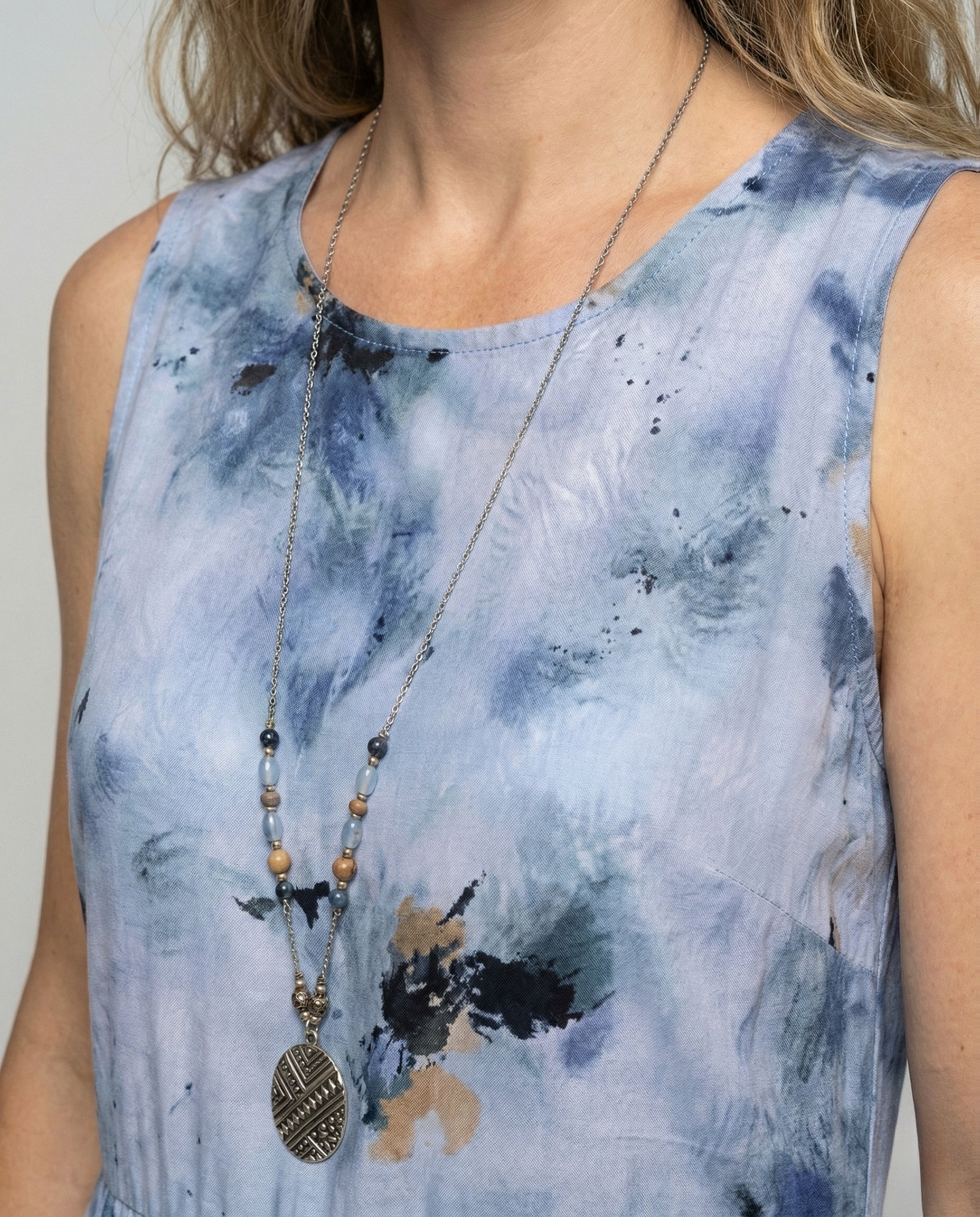 Damen Ärmelloses Maxi Stufenkleid mit Print