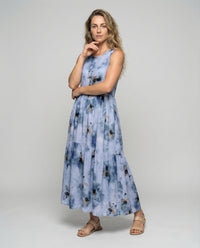 Damen Ärmelloses Maxi Stufenkleid mit Print