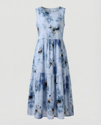 Damen Ärmelloses Maxi Stufenkleid mit Print