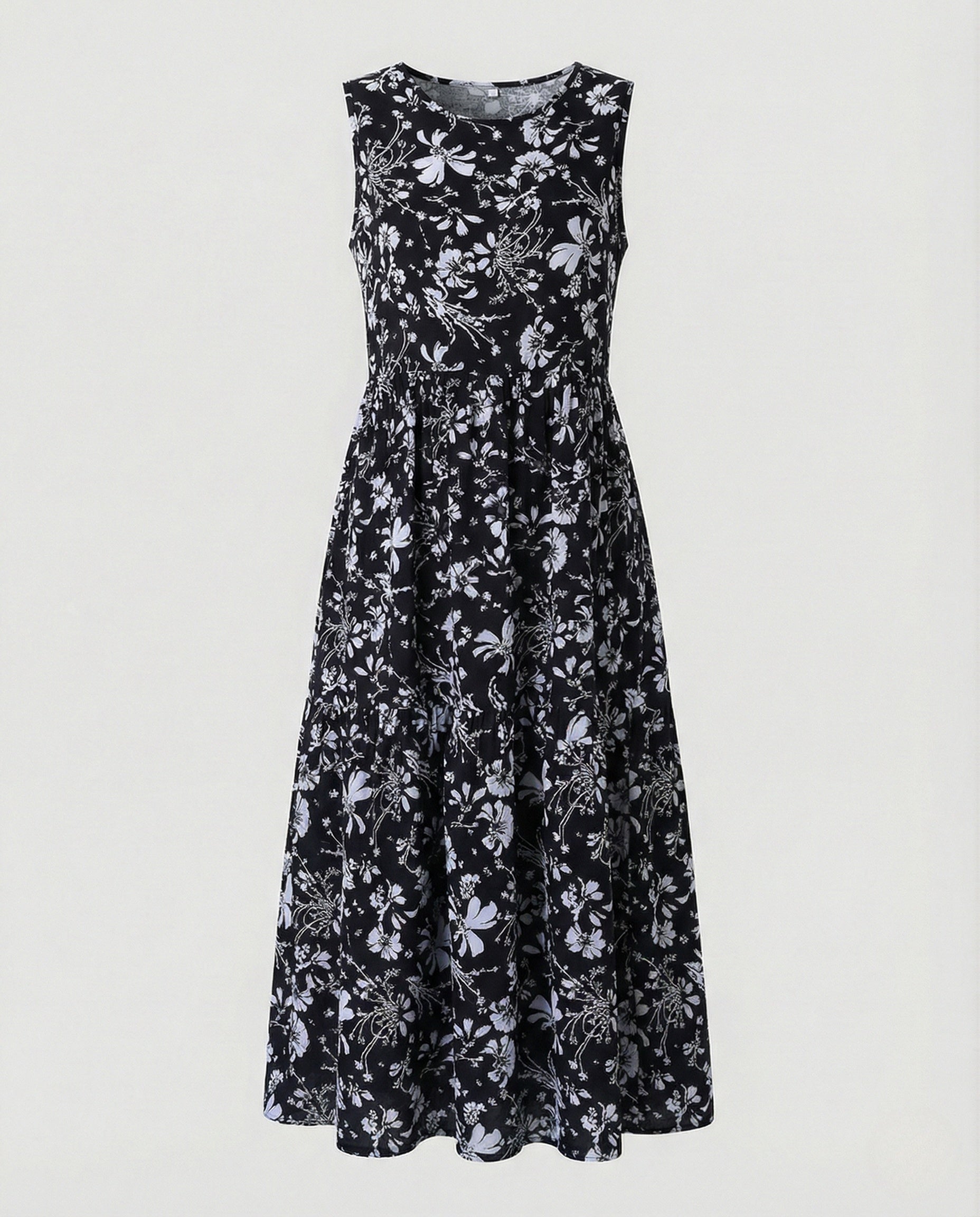 Damen Ärmelloses Maxi Stufenkleid mit Print