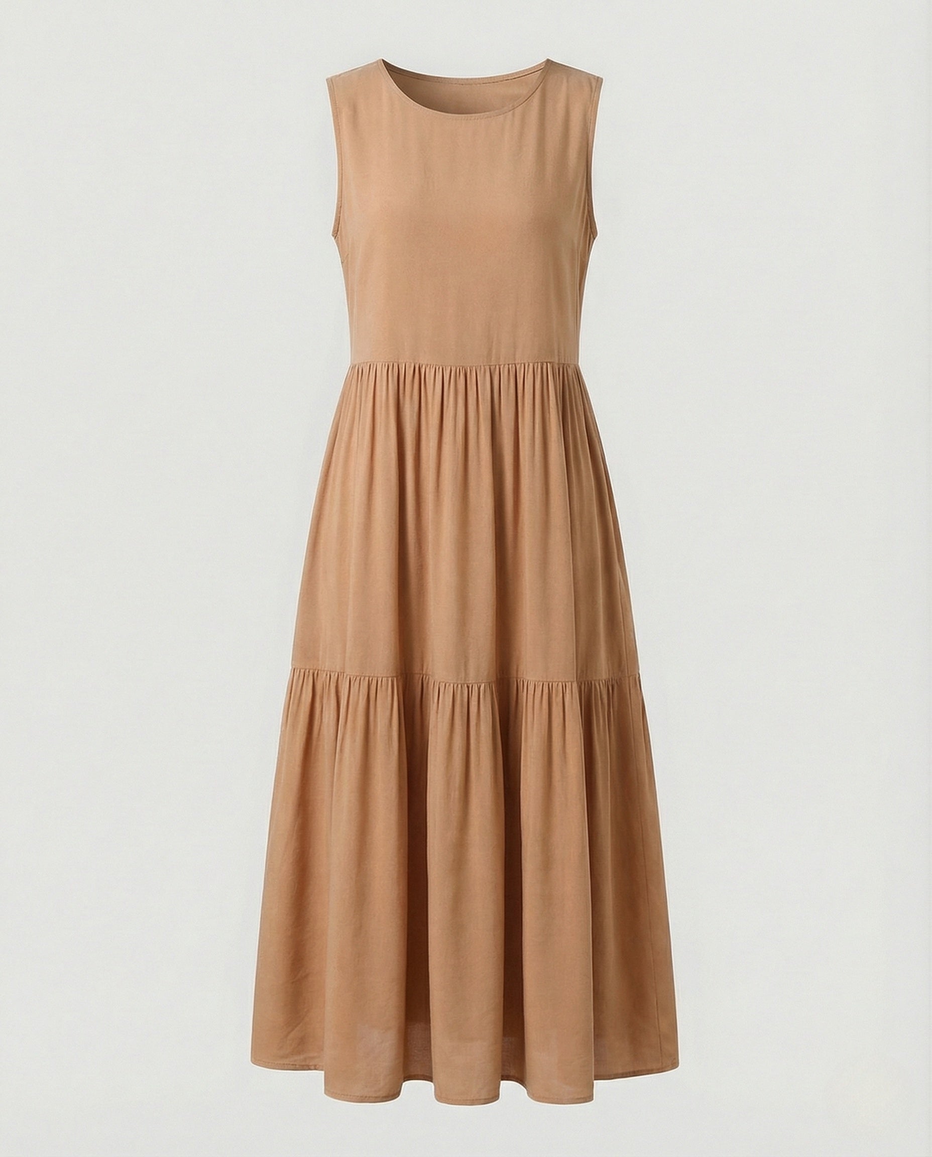 Damen Ärmelloses Maxi Stufenkleid mit Print