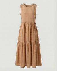 Damen Ärmelloses Maxi Stufenkleid mit Print