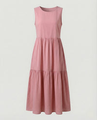 Damen Ärmelloses Maxi Stufenkleid mit Print