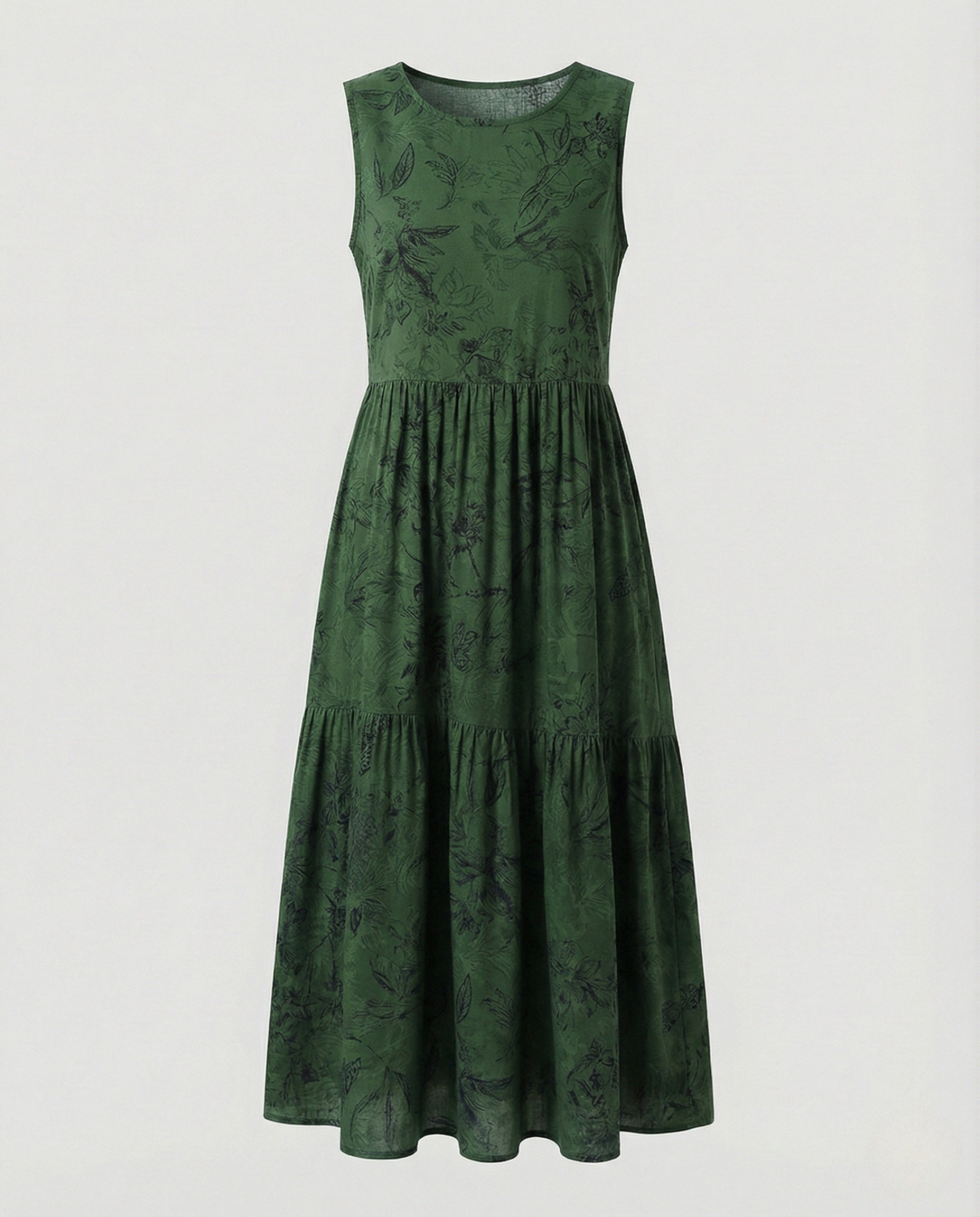 Damen Ärmelloses Maxi Stufenkleid mit Print