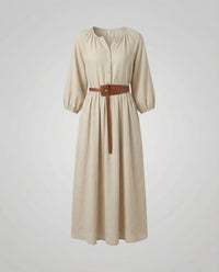 Damen Baumwoll Maxikleid mit Ballonärmeln