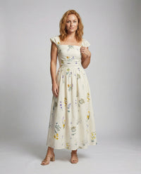Damen Florales Sommer Maxikleid mit Corsage Mehrfarbig