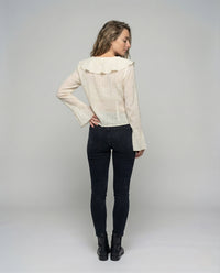 Damen Gecrinkelte Chiffonbluse mit Volantkragen