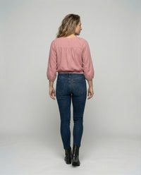 Damen Seidenoptik Bluse mit Tunnelzug