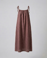 Damen Leinen Maxikleid mit Spaghettiträgern Rot S