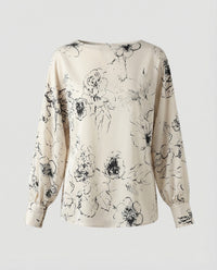 Damen Seidenoptik Bluse mit Floralem Print Mehrfarbig