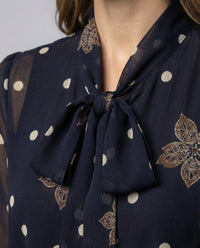Damen Chiffonbluse mit Krawattenband