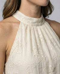 Damen Spitzen Maxikleid mit Stehkragen