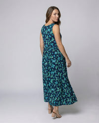 Damen A-Linien Maxikleid mit Schmetterlingsprint