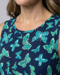 Damen A-Linien Maxikleid mit Schmetterlingsprint