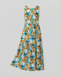 Damen A-Linien Maxikleid mit Schmetterlingsprint