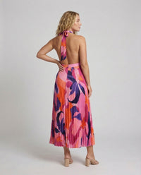 Damen Plissee Maxikleid mit Cut Outs