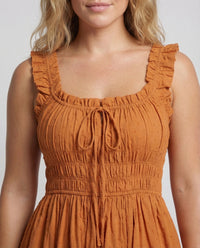Damen Rüschen Maxikleid mit Tellerrock