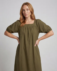 Damen A-Linien Maxikleid mit Puffärmeln