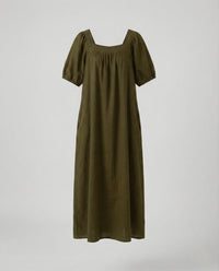 Damen A-Linien Maxikleid mit Puffärmeln